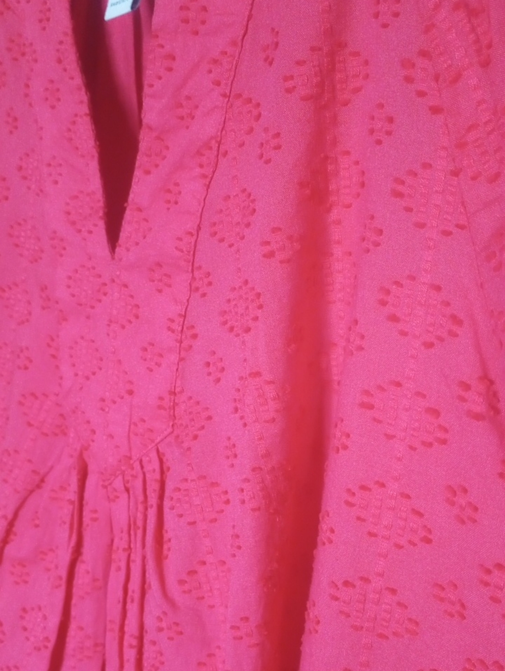 Red Cotton Textured Top - Picture 3 of 8
